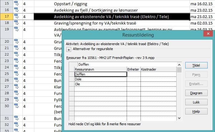 4.2.2 Fanene i båndet, «Ressurs» Marker en aktivitet og klikk på «Tildel ressurser».