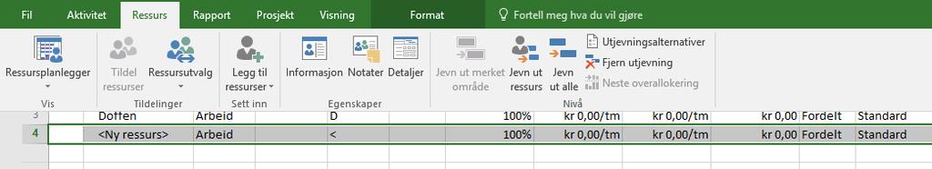 4.2.4 Fanene i båndet, «Ressurs» Legg til ressurs type i «Ressursliste».