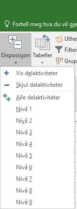 4.5.12 Fanene i båndet, «Visning» «Disposisjon» gir mulighet for å vise overordnete utsnitt av planen.