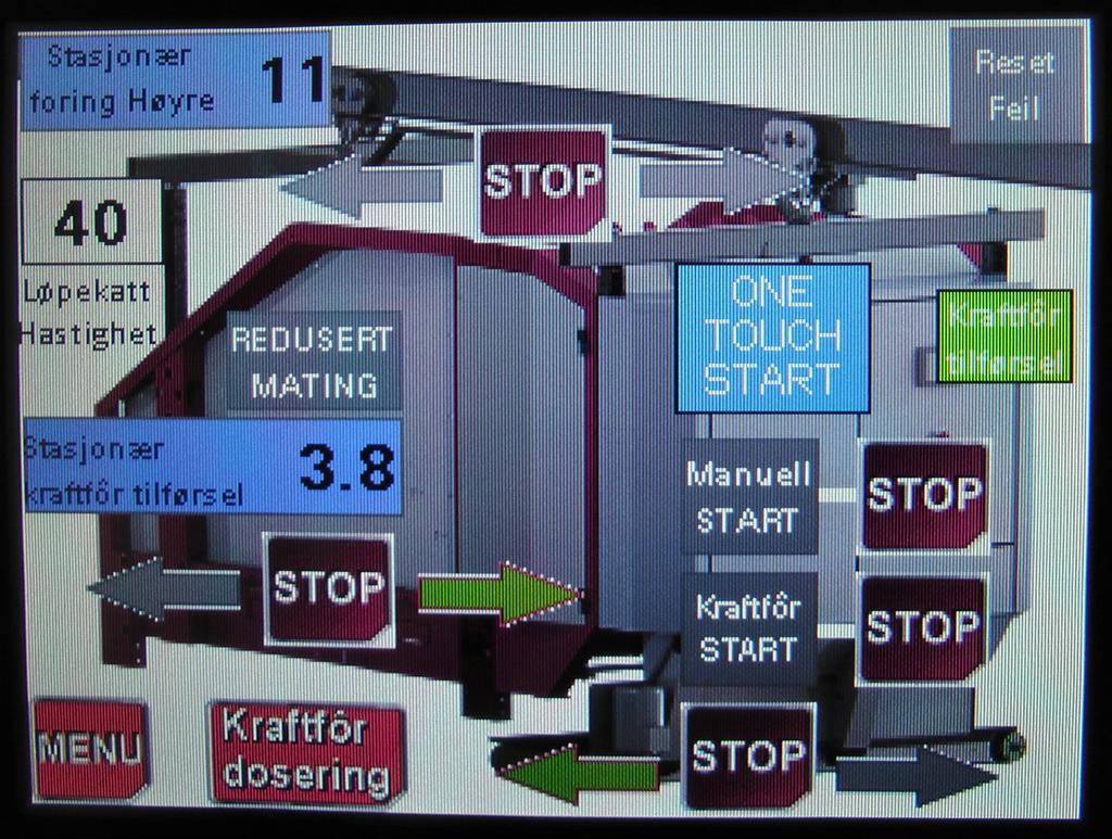 Av skjermbildet til høyre i bildet er knappen for kraftfôrtilførsel grå, det vil si