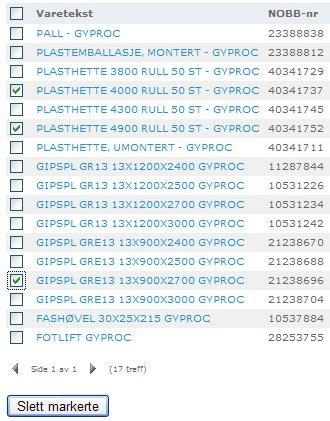 5.5 Eksportere sortiment (xml / integ.dat) For å eksportere et sortiment, marker sortimentet og velg så hvilket format du vil eksportere filen til, XML eller Integ.dat (NOBB Integrasjonsformat).