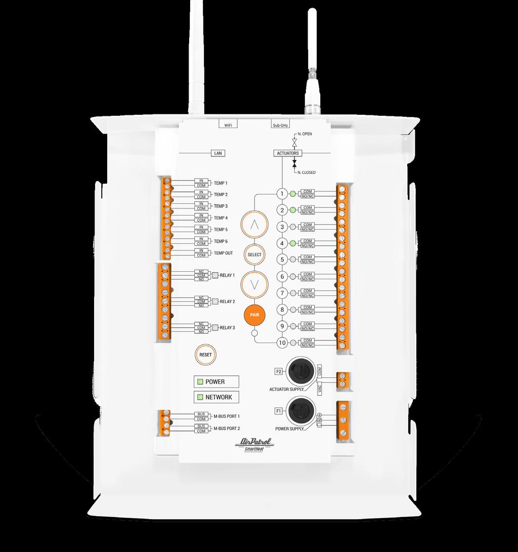 M-BUS TILKOBLINGER TOTAL OVERSIKT SmartHeat ControlUnit kan kobles til en varmemåler og elektrisk måler, og web eller smarttelefon