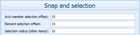 A.9. SETTINGS 115 Figur A.154: Etter endring: Snap og selection settings. Figur A.155: Nytt: Arch member selection offset.