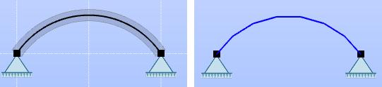 26 KAPITTEL 3. ENDRINGER I FAP2D Figur 3.18: Versjon 3.0 (t.v.): N- og V- diagrammer som tilsynelatende skifter side langs en rekke members - Versjon 3.1 (t.h.