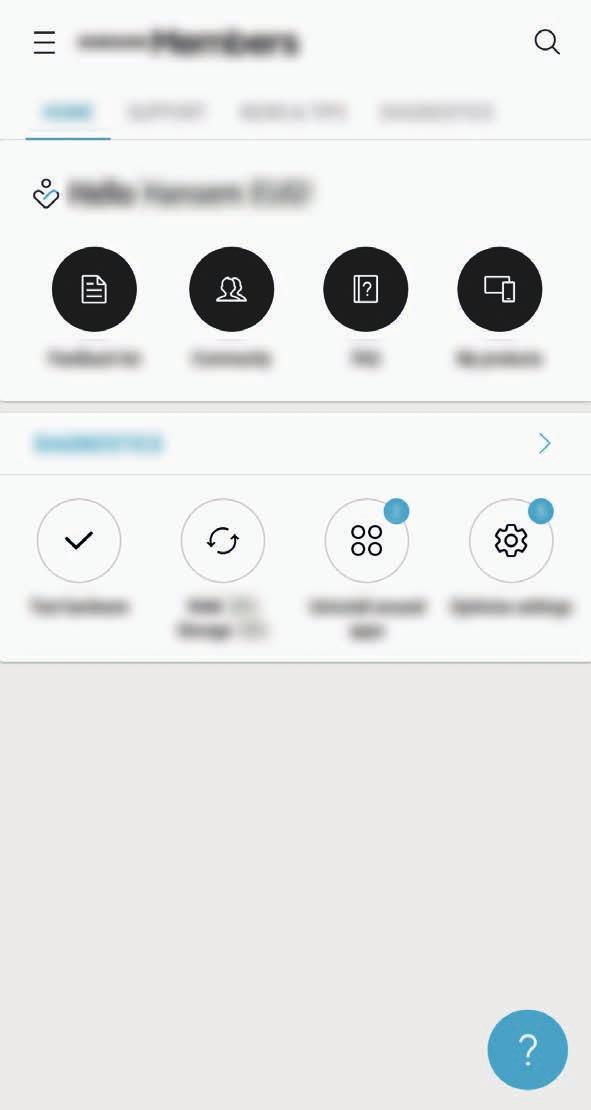 Apper og funksjoner Samsung Members Samsung Members tilbyr støttetjenester til kunder, som diagnostisering av enhetsproblemer, og lar brukerne sende inn spørsmål og feilrapporter.
