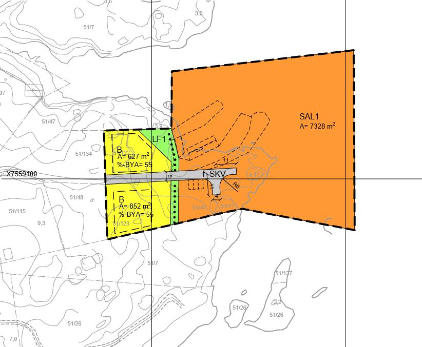 18 5 BESKRIVELSE OG KONSEKVENSER AV PLANEN 5.1 Planlagt arealbruk Planforslaget tilrettelegger for etablering av småbåtanlegg nedenfor eksisterende boligområde.