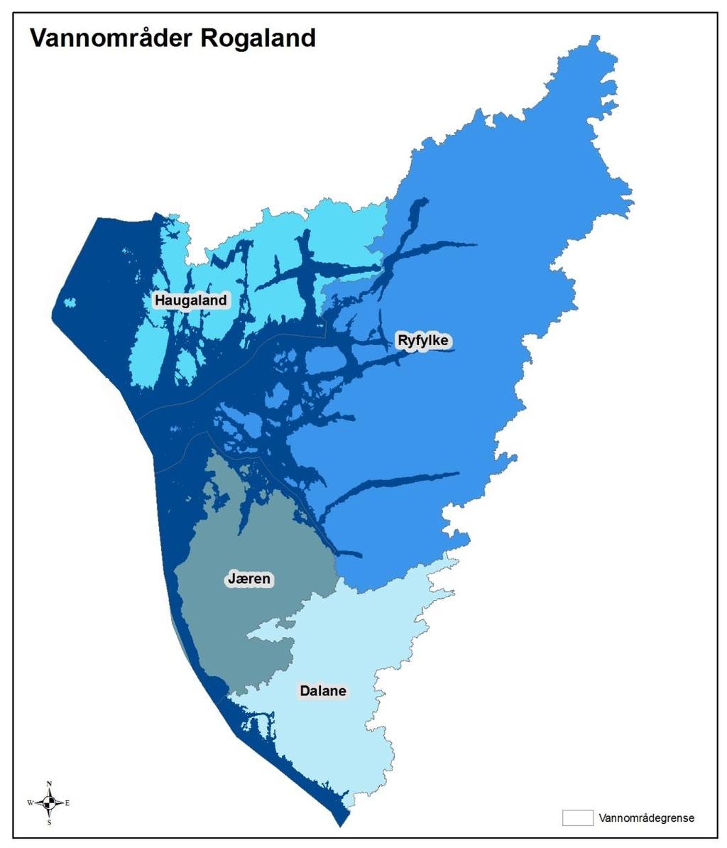 Vannregion Rogaland Vannregion Rogaland er tilnærmet fylket Rogaland 4 vannområder Dalane, Haugalandet, Jæren Ryfylke 32 kommuner De 26 Rogalands kommunene 6