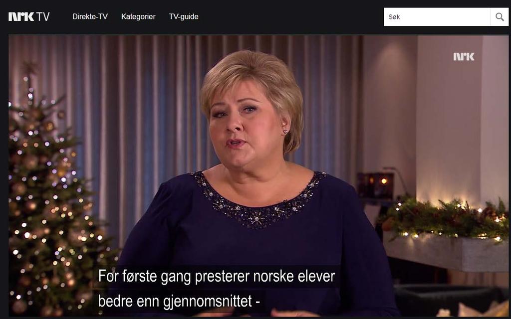 Erna Solberg, Nyttårstalen 2017: - For første gang presterer norske elever bedre enn