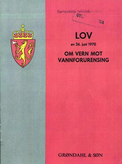 Vassdrag og forurensning Vassdragsloven av 1887 bestemmelse utslipp flis/gyteplasser 1909 ny vassdragslovkommisjon nedsatt ny lov 1940 tillatelse for å slippe ut «ting» i vassdraget som kunne