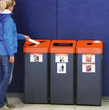 Slisse for papir, magasiner, blader og aviser C. Rundt hull for pant, flasker og glass Søling og smuss Arena har glatte flater og det er enkelt å vaske/ tørke.