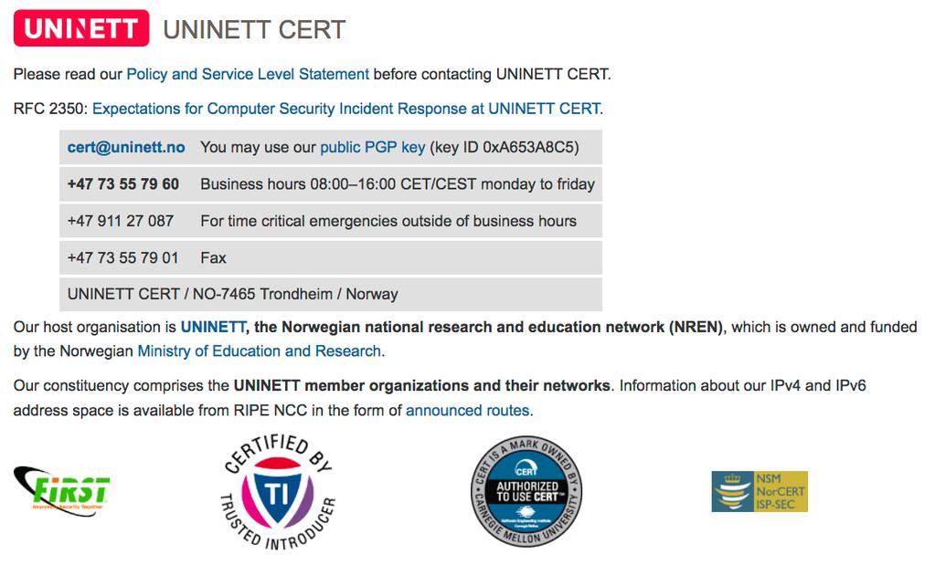 UNINETT CERT