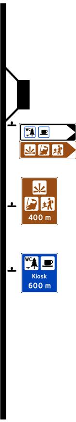 Eksempel 1.2: Skilting av rasteplasser med flere tilbud Kommentar: Når det skal benyttes tekst i forbindelse med ett symbol, som for symbolene 635 Informasjon og 640.