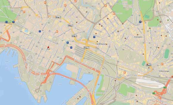 Figur 11. Kart over sentrumsområdet. straffbare forhold for gjerningspersoner under 18 år, tilsier det at det har vært en økning fra 2015 (475 forhold).