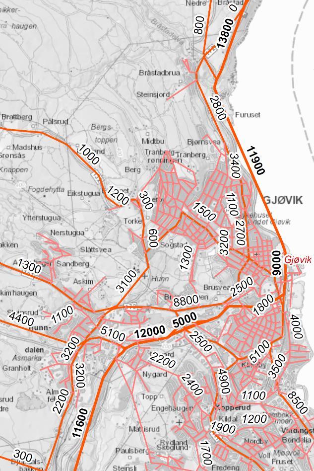 TRANSPORTANALYSE RV4/GJØVIKBANEN 33 Ref. 1: ÅDT 2022 Gjøvik Kon.