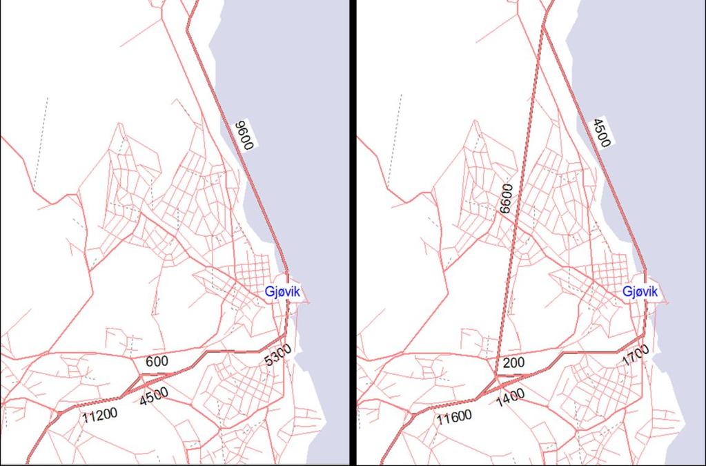 TRANSPORTANALYSE RV4/GJØVIKBANEN 54 ÅDT på gammel/ ny rv.