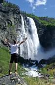 Fossar ved Sognefjorden Dei mest kjende fossane Vettisfossen, "Norges vakraste foss" (db.no) Med eit fritt fall på 275 meter er Vettisfossen det høgste frie fossefallet i Norge.