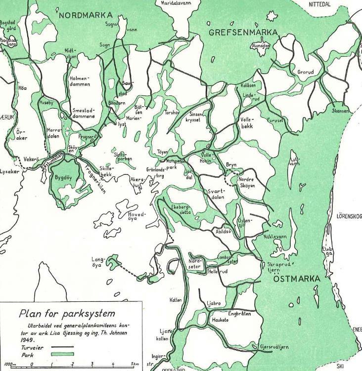 høyere grad på eksisterende åpne arealer. Generalplan for Oslo 1950 s.
