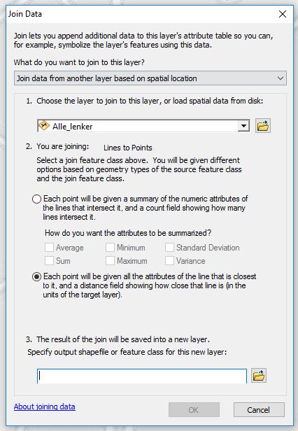 Det finnes flere typer «spatial join» i ArcMap.
