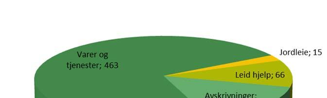 4.2 Kostnader I modellen for beregning av verdiskaping i det tradisjonelle jordbruket, er kostnadene delt inn i kostnader til leid hjelp, kostnader til jordleie, avskrivninger og kostander til varer