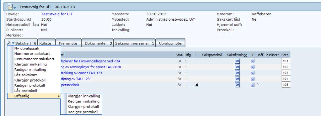 8) ved å rediger innkalling og lage en samlet offentlig innkalling (Generere nytt tekstdokument) Til slutt