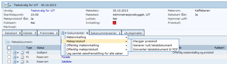 Møteprotokollen ligger nå åpen i word og dokumentet kan redigeres slik ønsket.