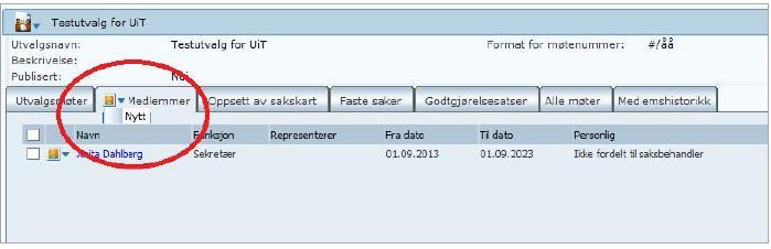 tilfelle Testuvalget). Oversikt over tidligere møter dukker opp. 1.