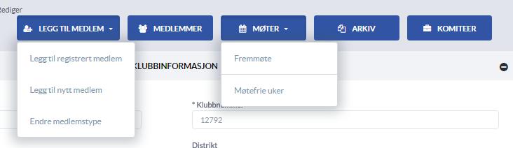 MEDLEMSNETT Rediger klubb Registrering av