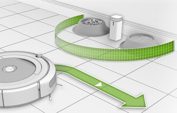 Haloen er usynlig og når omtrent 60 cm fra midten av enheten. 1,2 m Virtual Wall-modus: Når bryteren er i opp -posisjon ( ), fungerer enheten som en Virtual Wall.