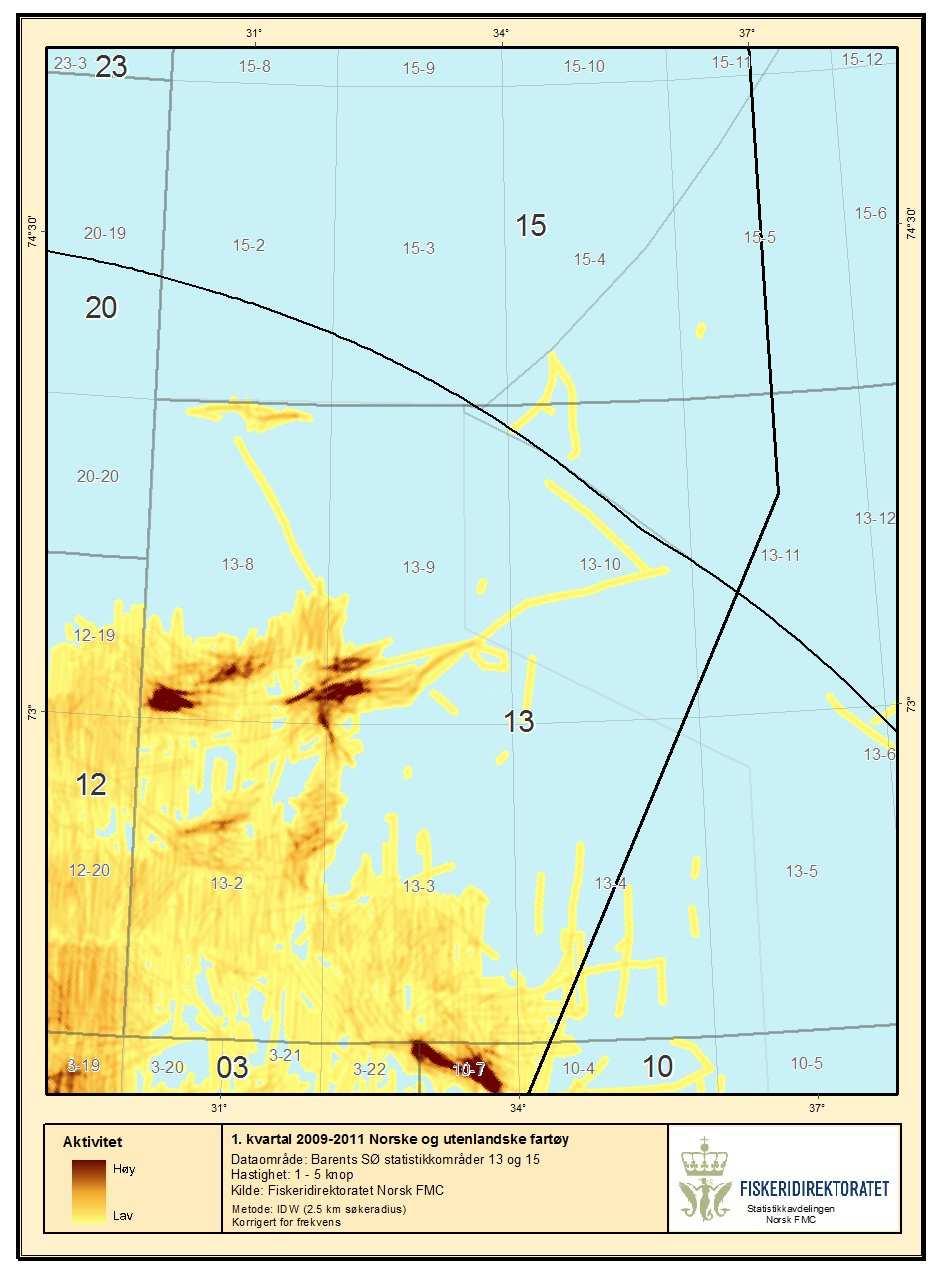 Tidligere omstridt område mellom N 72 og N 74 30` og øst for 31 Ø og vest