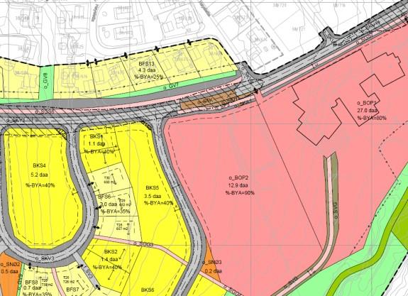 Trafikale løsninger: Planen ble lagt ut til offentlig ettersyn med 2 alternative løsninger mht.