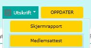 9. Utskrifter fra medlemsregisteret Fra medlemsoversikten kan en få to utskrifter - Skjermrapport gir utskrift over medlemmene - Medlemsattest til enkelt personer Begge disse utskriftene finner en