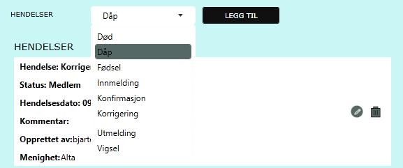 6. Registrere hendelser knyttet til medlemmer Inne på kontaktkortet til et enkelt medlem kan en legge