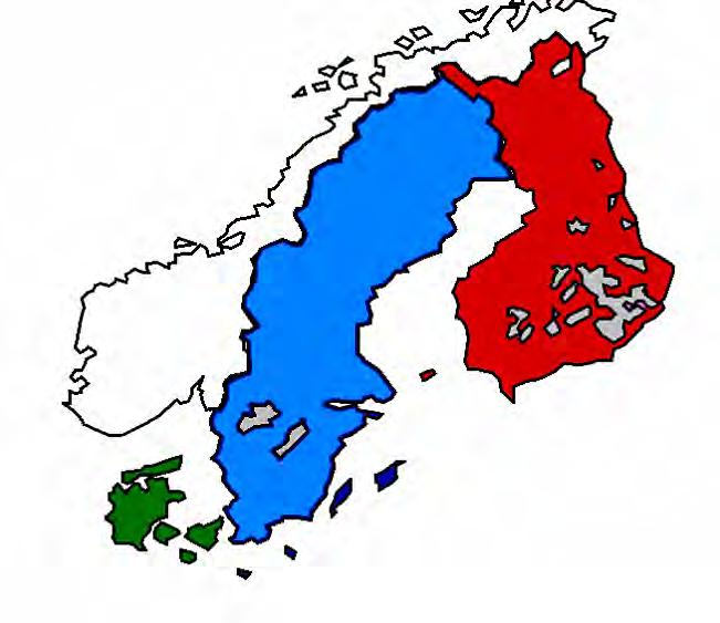 Figur 1.6.1 Import og eksport i Norden i første kvartal 29, TWh. Kilde: Nord Pool..1.2 2.3 1.2.2 NL.9.8.1 1.2.8 1.1.7.2 DE.3.5 2.5..5 PL.2. EE Nettoimport (TWh): - Norge - 4,1 - Sverige,5 - Finland 3,4 - Danmark 1,4 Norden 1.