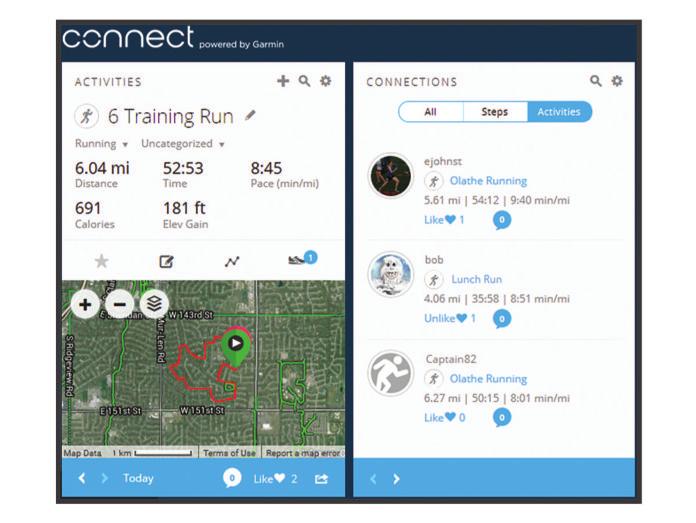 1 Koble enheten til datamaskinen med USB-kabelen. 2 Gå til www.garminconnect.com/start. 3 Følg instruksjonene på skjermen. Garmin Connect Du kan komme i kontakt med venner på Garmin Connect.