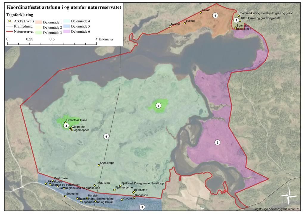 Vedlegg 9: Kart over koordinatfestede arter i