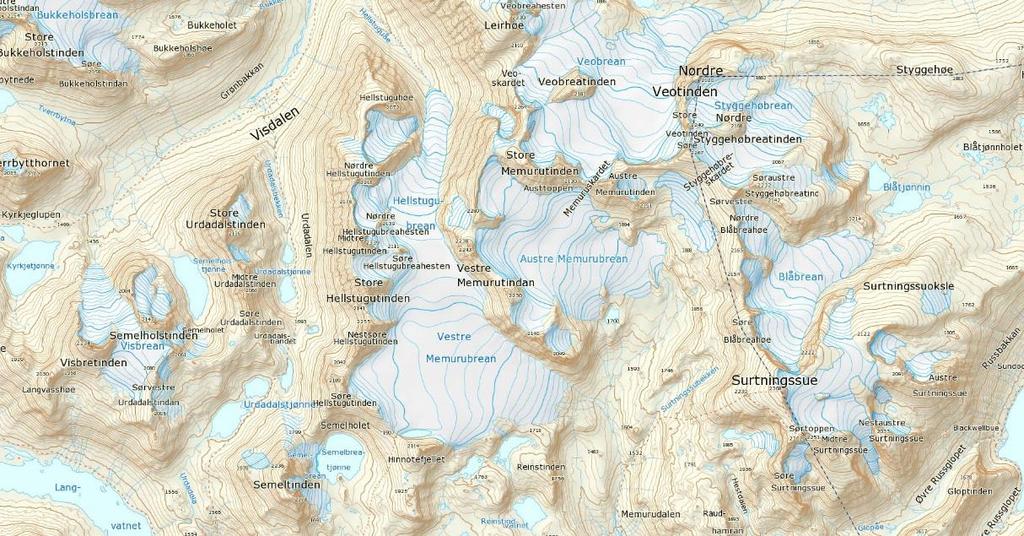 En homogenisert massebalanseserie er beregnet for alle fem årene. En kartlegging fra 1966 viste at breen på denne tiden dekket et areal på 9,2 km 2 og strakk seg fra 1565 til 2270 moh.