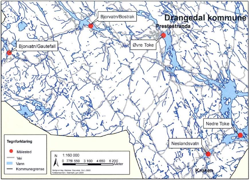 3.3 Drangedal I Drangedal kommune er 5 lokaliteter prøvetatt etter 1996.