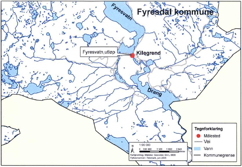 3.4 Fyresdal I Fyresdal kommune er det bare utløpet av Fyresvann som er prøvetatt