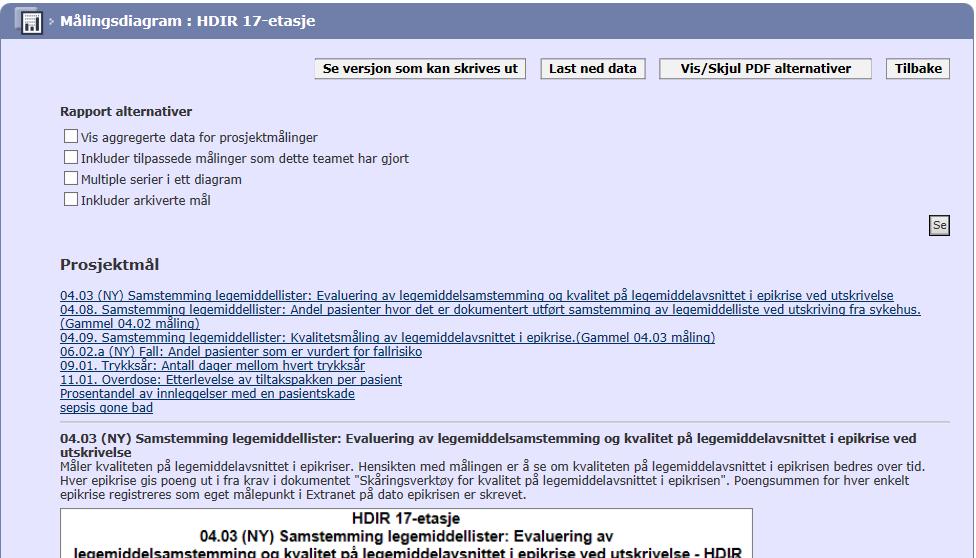 Gå inn på teamets nettside og klikk på «Målrapporter» under «Rapporter» i hjemmesiden.