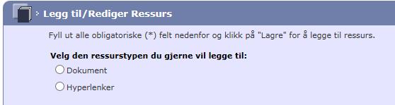 For å legge til ressurser, trykker man på «ressurs»