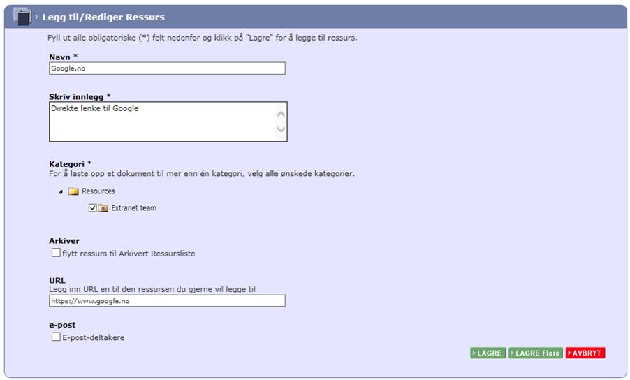 XI. For superbrukere - Legg til ressurser til en