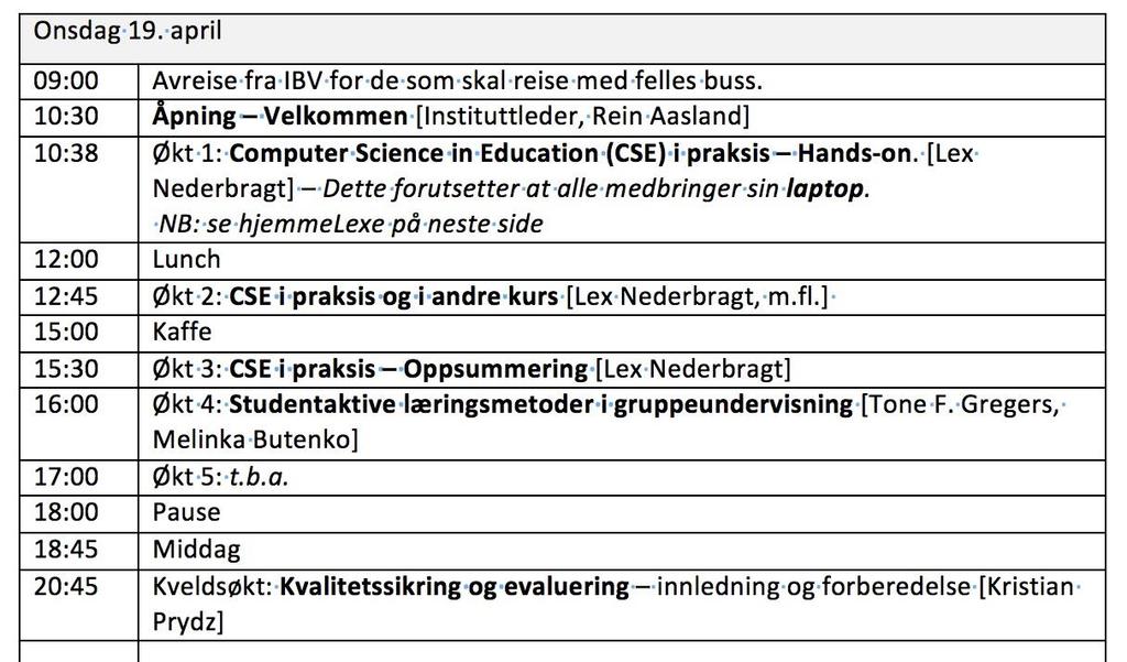 Programmet.