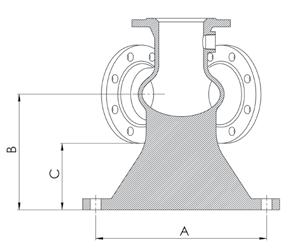 BB-Ultra flensekryss med fot er produsert i seigjern (GJS 500-7), tetthetsprøvet før påføring av epoxy.