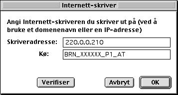 5 Klikk på LPR-skrivervalg og Endre i denne rekkefølgen. 6 Angi IP-adressen og tjenestenavnet til skriveren du bruker. Når du spesifierer køen, bruk BRN_XXXXXX_P1_AT.