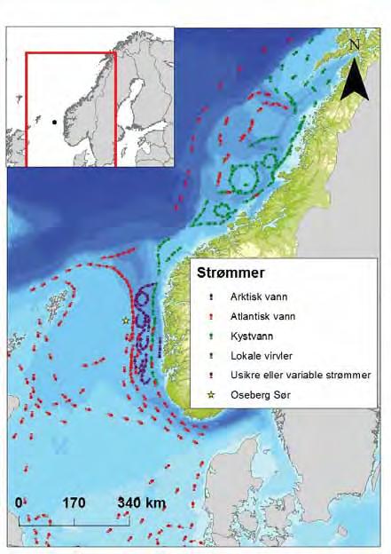 Figur D - 1 Strømmer i østlige deler av Nordsjøen og sørlige Norskehavet (Sætre, 1999).