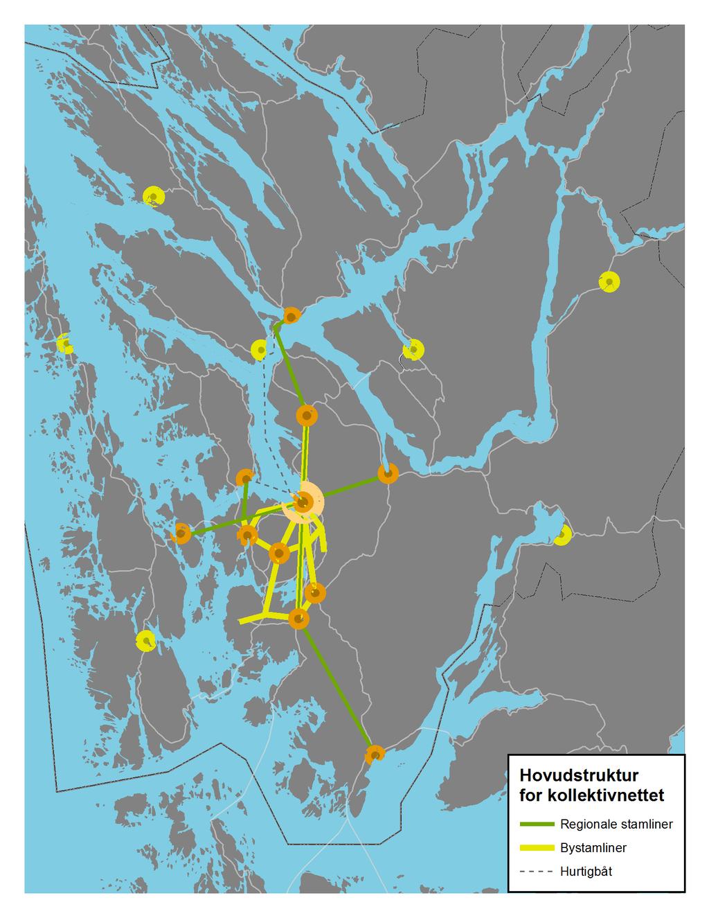 Regional areal- og transportplan for Bergensområdet Høyringsforslag Juni 2015 Hovudstrukturen endar i regionsentera, men dei regionale linene kan fortsetja