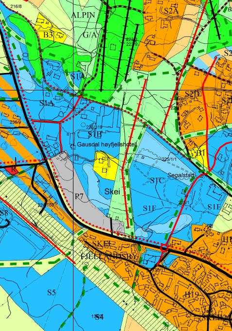 5 Rammer og premisser for planarbeidet Figur 5-1: Utsnitt av kommunedelplan for Skei, vedtatt 17.06.2010 Utnyttingsgraden for næringsområdet er inntil BYA = 70 %.