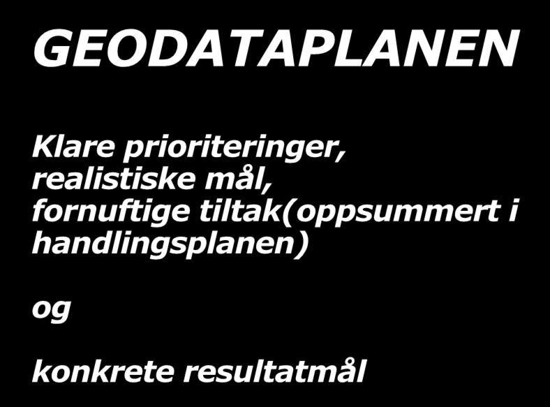 GEODATAPLANEN Klare prioriteringer, realistiske mål,