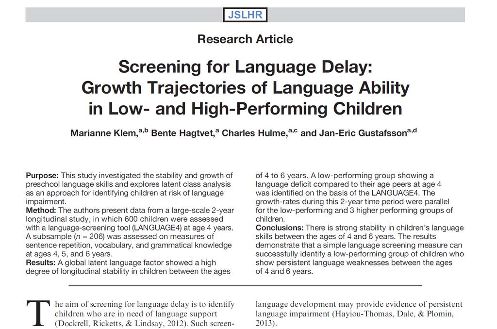 Ability in Low- and High-Performing Children.