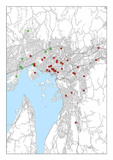 Figur 12: Lokalisering av bedriftene som deltok i undersøkelsen.